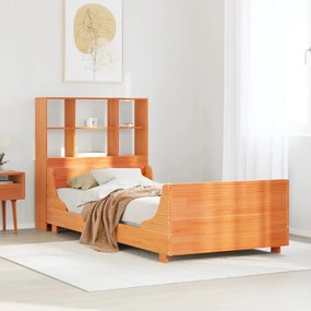 Letto libreria senza materasso marrone cera 90x190 cm legno
