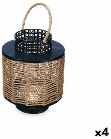 Lanterna Nero Metallo 17 x 23 x 17 cm (4 Unità) Rattan