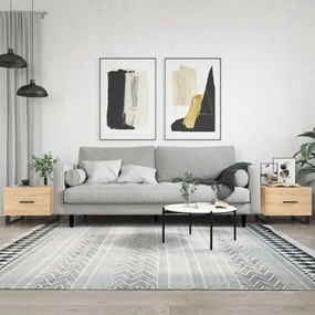 Tavolini Salotto 2pz Rovere Sonoma 50x50x40cm Legno Multistrato /