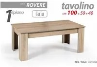 Tavolino basso da salotto rovere Con un ripiano cm 100x 50 x 40 h