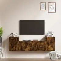 Set di Mobili Porta TV 4 pz Rovere Fumo in Legno Multistrato 3188547