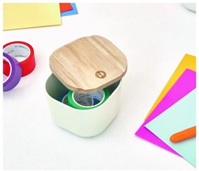 Scatola bianca con coperchio in legno di paulownia , 9 x 9 cm Eco - iDesign