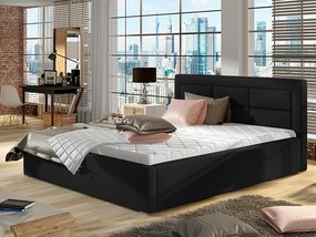 Letto matrimoniale con box contenitore Manila - 160 x 200 cm , Ecopelle nero