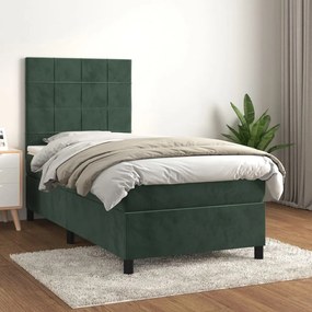 Giroletto A Molle Con Materasso Verde Scuro 100x200 Cm Velluto /