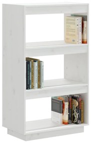 Libreria/divisorio bianco 60x35x103cm in legno massello di pino