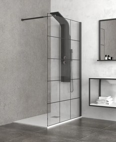 Box doccia walkin 80 cm con telaio nero NICO-W1000 - KAMALU