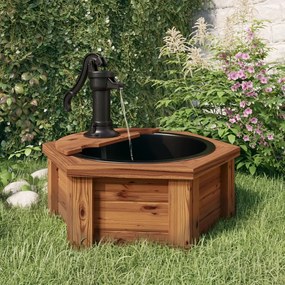 Fontana Dacqua Con Pompa 57x57x53 Cm Legno Massello Di Abete /