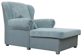 Chaise longue blu polveroso con rivestimento in velluto a coste Lord – Ropez