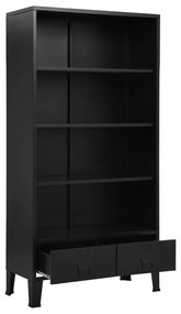 Libreria industriale nera 90x40x180 cm in acciaio