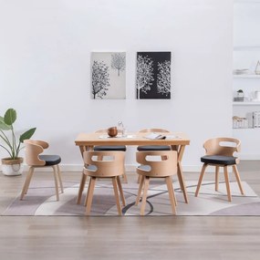 Sedie Da Pranzo 6 Pz Crema İn Legno Piegato E Similpelle /
