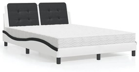 Letto con materasso bianco e nero 140x200 cm in similpelle