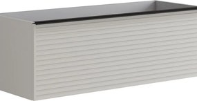 Mobile da bagno sospeso sotto lavabo Pixel stripes 1 cassetto L 120 x H 40 x P 45.5 cm grigio pastello e maniglia alluminio nero opaco