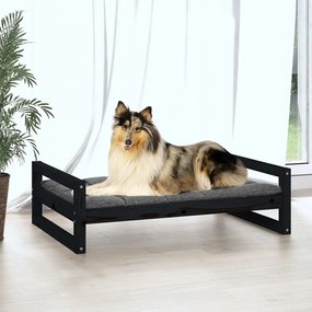 Cuccia per cani nera 95,5x65,5x28 cm in legno massello di pino