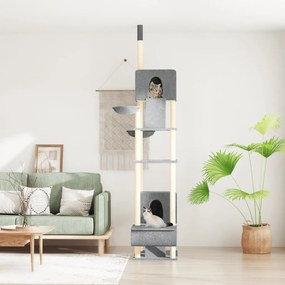 Albero Per Gatti Pavimento Soffitto Grigio Chiaro 277-303 Cm /