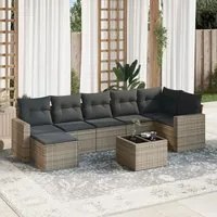 Set Divano da Giardino 8 pz con Cuscini Grigio in Polyrattan 3251627