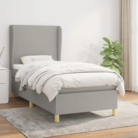 Giroletto A Molle Con Materasso Grigio Chiaro 90x190 Cm Tessuto /