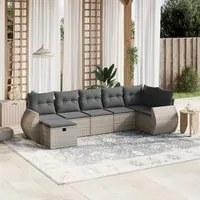 Set Divani da Giardino 7 pz con Cuscini Grigio in Polyrattan 3264126