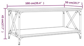 Tavolino da Salotto Nero 100x50x45 cm Legno Multistrato e Ferro