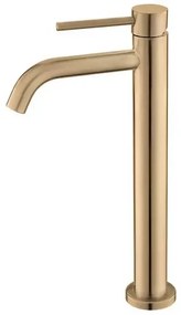 Kamalu - Miscelatore lavabo alto linea curva in acciaio inox finitura oro rosa | KAM-ARTE ORO ROSA