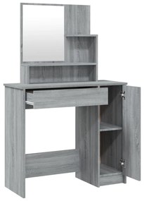 Set tavolo da toeletta grigio sonoma 86,5x35x136 cm