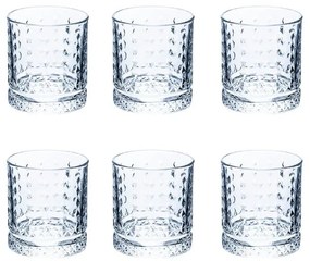 Set 6 bicchieri acqua trasparenti 400  ml in vetro, Classic Rombi