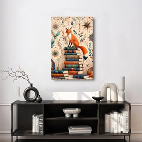 Quadro su tela – Volpi e biblioteca magica