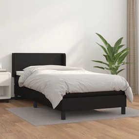Giroletto A Molle Con Materasso Nero 90x200 Cm İn Similpelle /