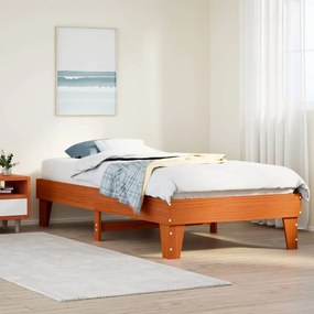 Letto Senza Materasso Marrone Cera 90x190 Cm İn Legno Di Pino /