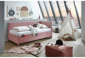 Letto da bambini con sponde rosa imbottito con contenitore con rete inclusa 120x200 cm Cool – Meise Möbel