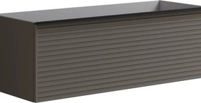 Mobile da bagno sospeso sotto lavabo Pixel stripes 1 cassetto L 120 x H 40 x P 45.5 cm grigio carbone e maniglia alluminio nero opaco