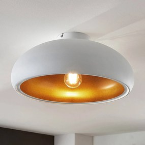 Lindby plafoniera Gerwina, bianco/oro, metallo, 40 cm, E27