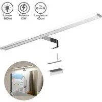 Lampada Specchio Bagno Applique Parete 60cm Luce LED 12W 6500K 960lm Alluminio