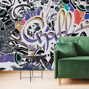 Carta da parati – Muro graffiti viola trendy