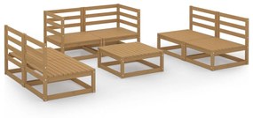 Set divani da giardino 7 pz miele in legno massello di pino