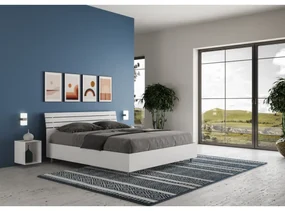 Letto contenitore 160x190 testata inclinata con doghe bianco frassino Ankel