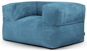 Puof a sacco blu con rivestimento in velluto a coste MooG – SLOWDOWN