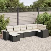 Set Divani da Giardino con Cuscini 7pz Nero Polyrattan 3325702