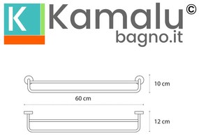 Kamalu - portsalviette con doppia barra 60 cm in acciaio inox lucido | monde-c