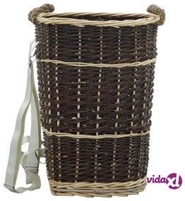 vidaXL Cesta per Legna con Spallacci 44,5x37x50cm Salice Naturale