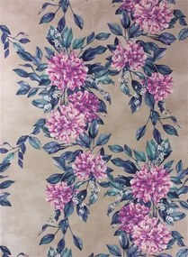 Osborne & Little Carta da parati Rhodora - Magenta/ Petrol/ Champagne Gold