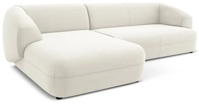 Divano angolare bianco (con penisola a sinistra) con rivestimento in velluto Moana – Makamii