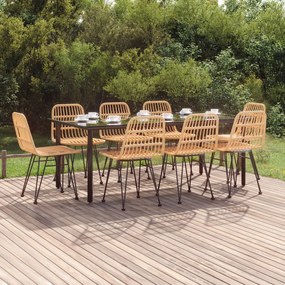 Set da pranzo da giardino 9 pz in polyrattan