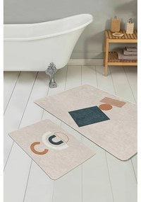 Set di tappetini per il bagno in velluto beige 2 pz 60x100 cm Geometry Shapes – Mila Home
