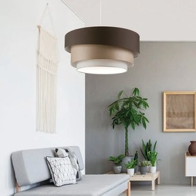 Lampadario Moderno Triplo bianco paralume bianco sporco e marrone e tortora E27 Ø58cm