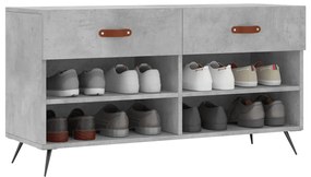 Panca Porta Scarpe Grigio Cemento 102x35x55cm Legno Multistrato