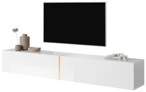 Mobile TV Sospeso 200 Cm 2 Ante Bianco Lucido E Oro Echo