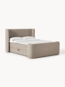 Letto boxspring in bouclé con contenitore Perla
