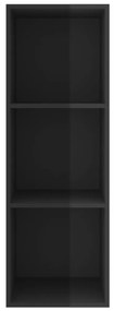Armadietto da parete per tv nero lucido 37x37x107 cm truciolato