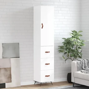 Credenza 34,5x34x180 cm in legno multistrato bianco lucido