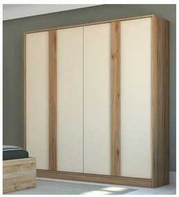Armadio effetto rovere in colore crema-naturale 180x197,5x53 cm Dennis - Marckeric